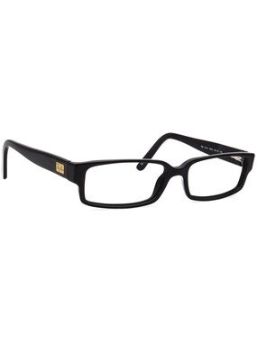 Ray-Ban Men's or women’s Black Rectangular Acetate Glasses with Gold Logo Accent